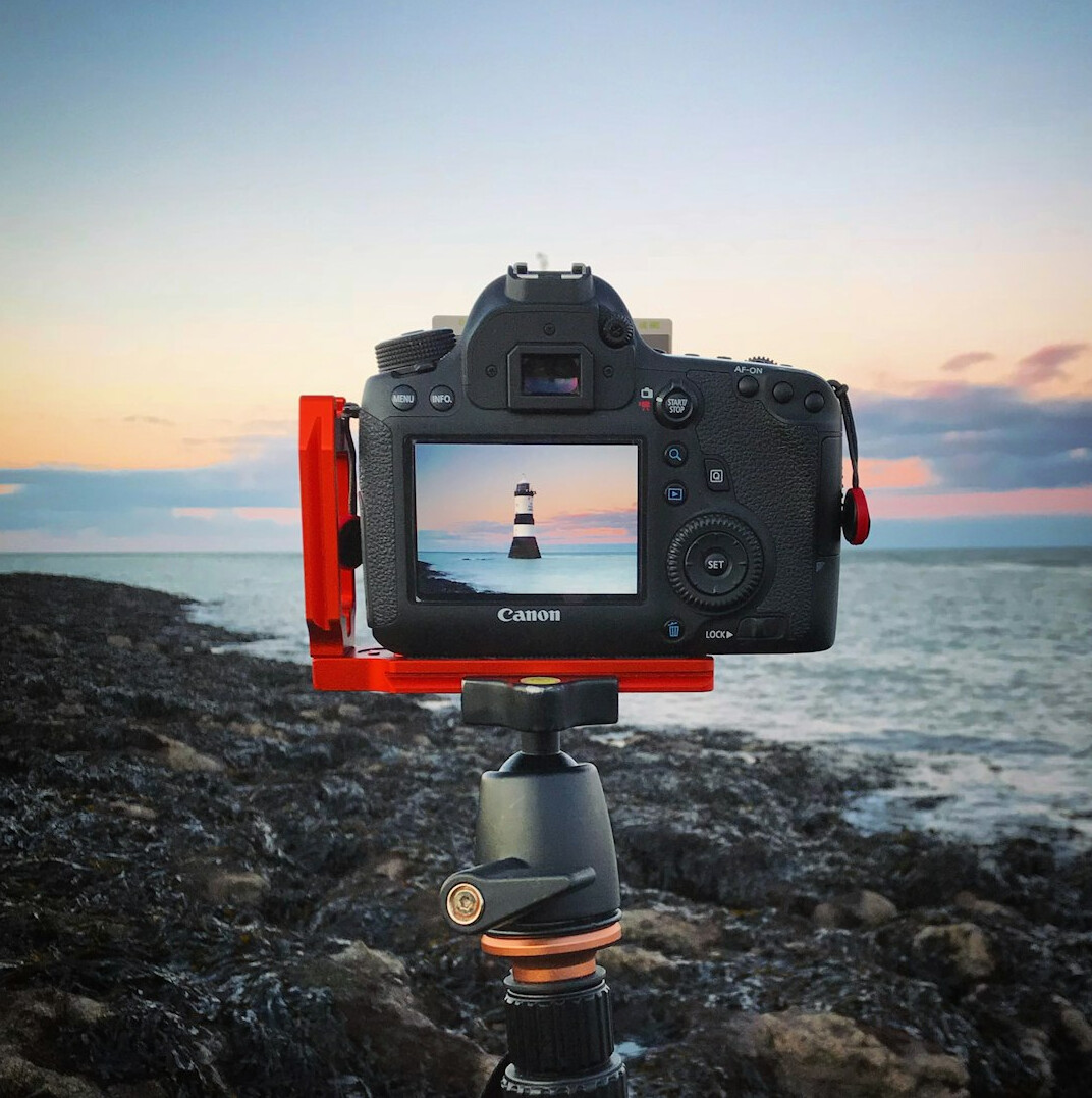 Camera on a tripod with a smooth operating head