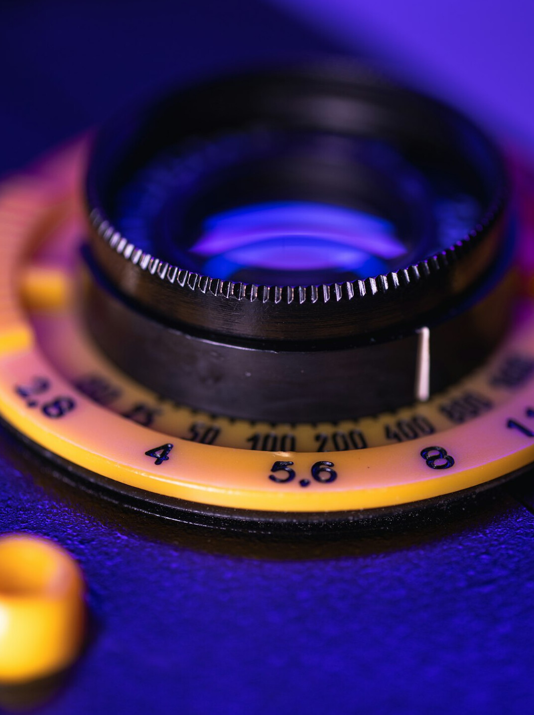 Camera lens close-up