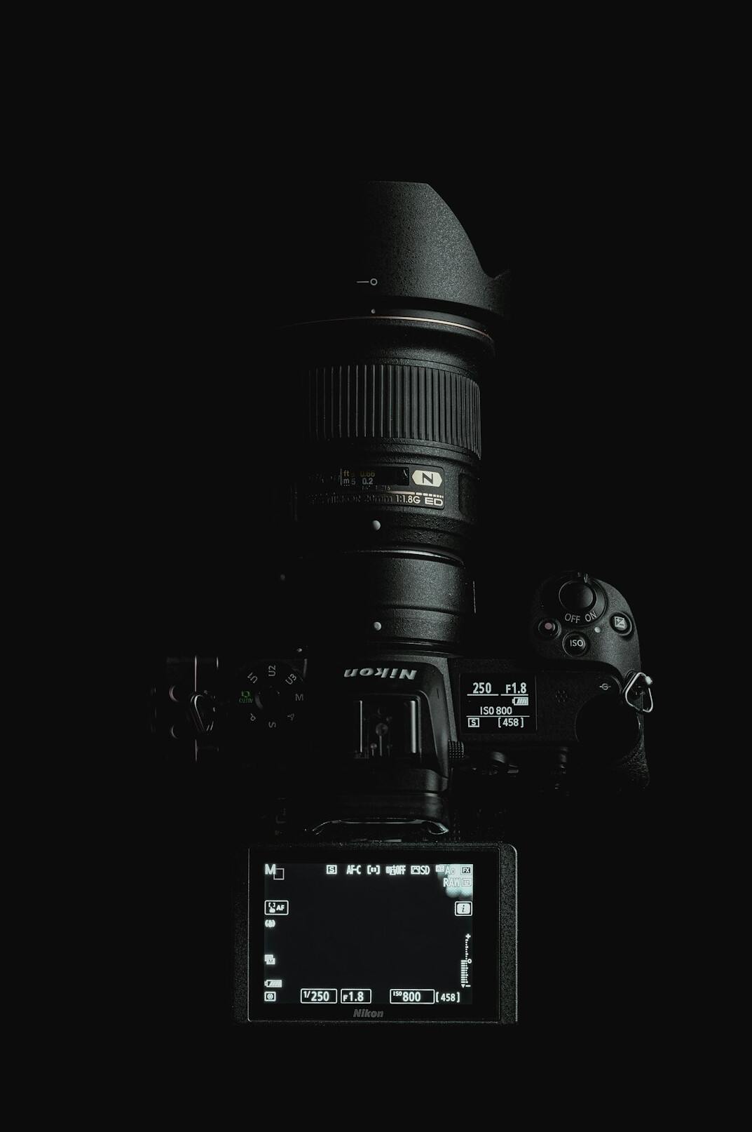 Film set with camera and lighting equipment